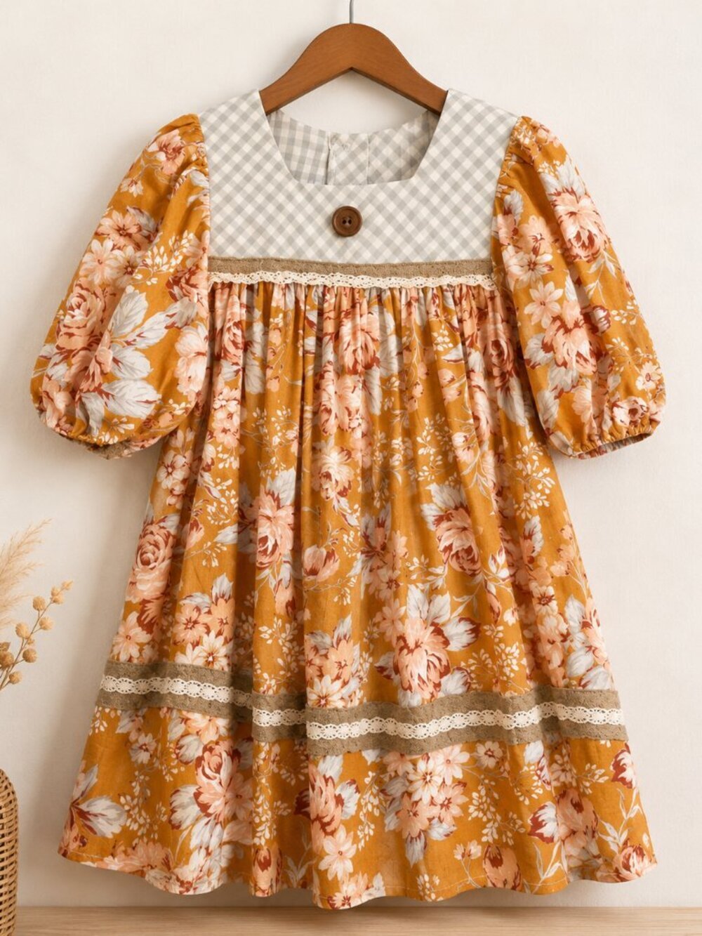 Darling Mae Ricrac & Ruffles Floral Dress 3T Cottagecore Prairie Boutique